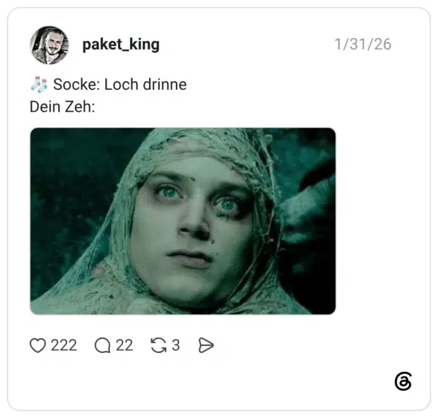 🧦 Socke: Loch drinne Dein Zeh: