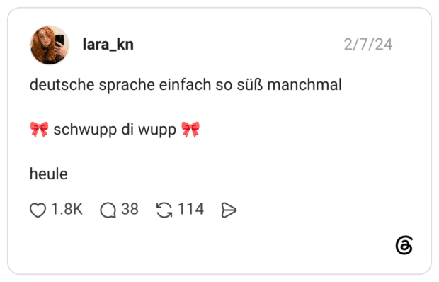 deutsche sprache einfach so süß manchmal 🎀 schwupp di wupp 🎀 heule