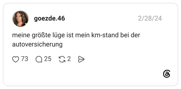meine größte lüge ist mein km-stand bei der autoversicherung