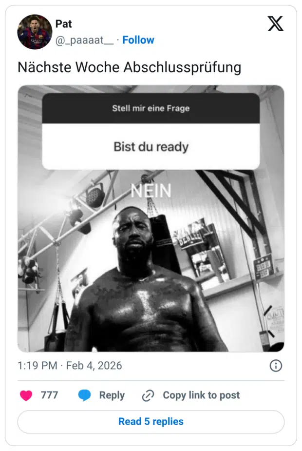 Nächste Woche Abschlussprüfung