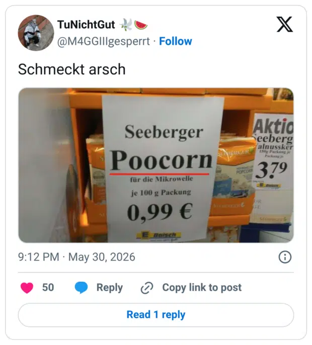 Schmeckt arsch