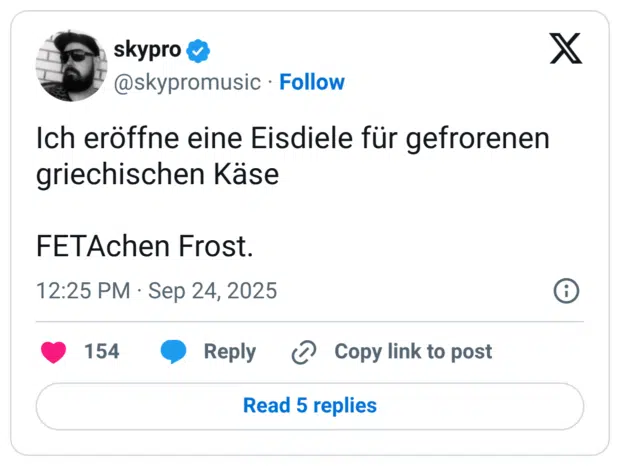 Ich eröffne eine Eisdiele für gefrorenen griechischen Käse FETAchen Frost.