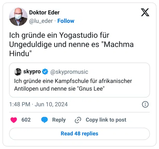 Ich gründe ein Yogastudio für Ungeduldige und nenne es "Machma Hindu"