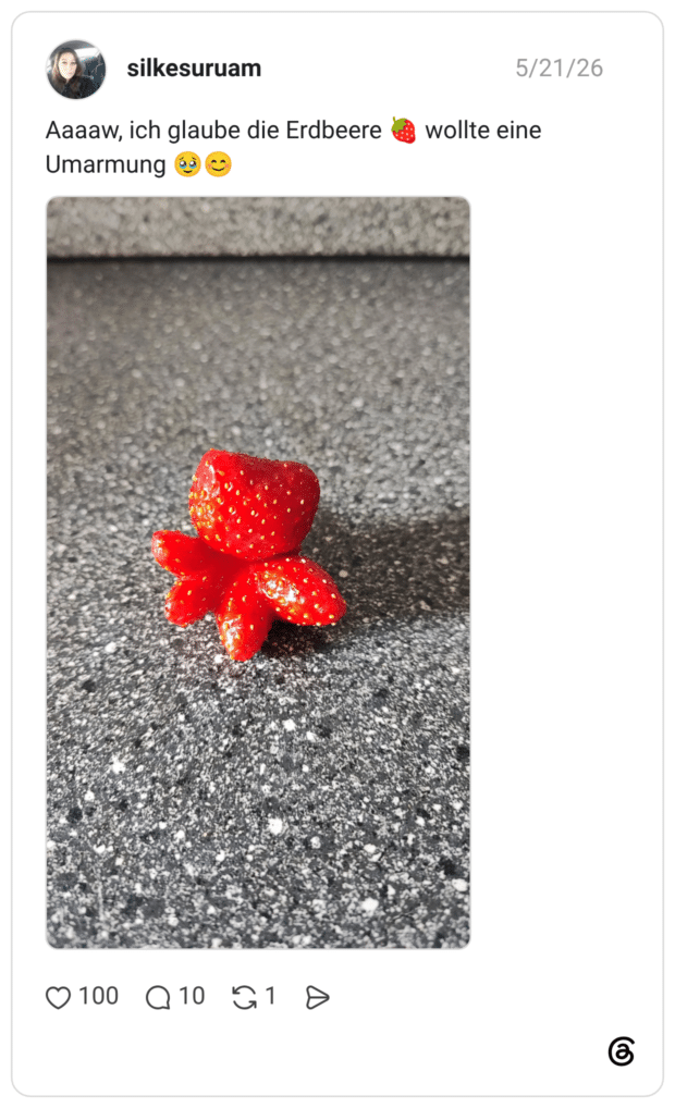 Aaaaw, ich glaube die Erdbeere 🍓 wollte eine Umarmung 🥹😊
