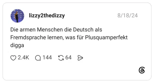 Die armen Menschen die Deutsch als Fremdsprache lernen, was für Plusquamperfekt digga