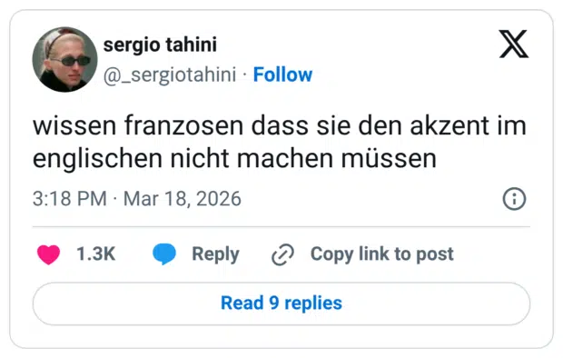 wissen franzosen dass sie den akzent im englischen nicht machen müssen