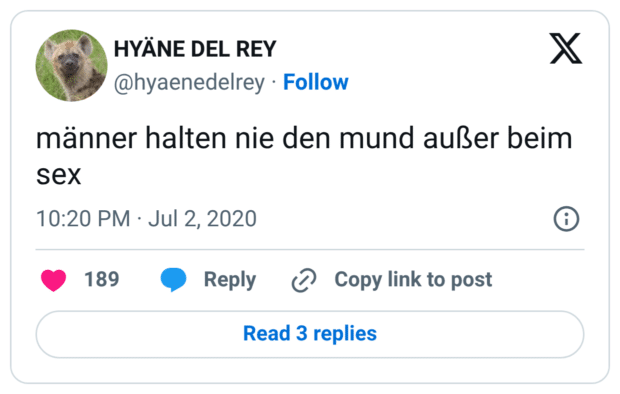 männer halten nie den mund außer beim sex