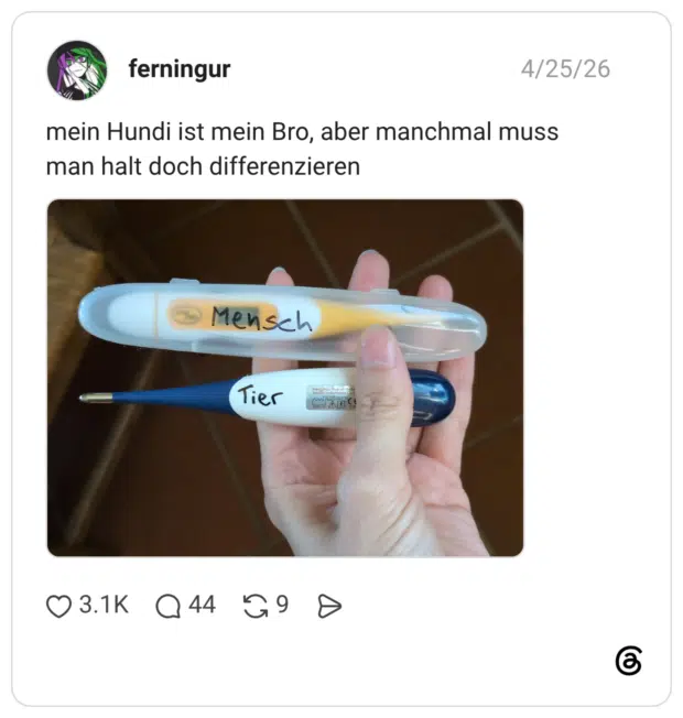 mein Hundi ist mein Bro, aber manchmal muss man halt doch differenzieren