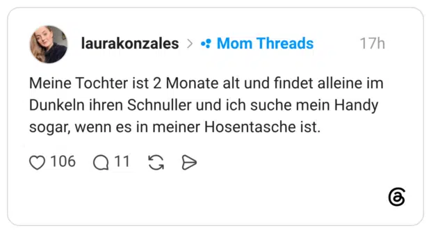 Meine Tochter ist 2 Monate alt und findet alleine im Dunkeln ihren Schnuller und ich suche mein Handy sogar, wenn es in meiner Hosentasche ist.
