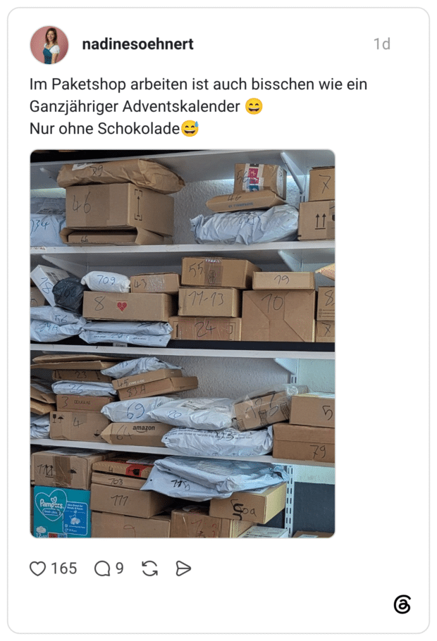 m Paketshop arbeiten ist auch bisschen wie ein Ganzjähriger Adventskalender 😄 Nur ohne Schokolade😅
