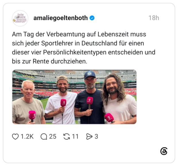 Am Tag der Verbeamtung auf Lebenszeit muss sich jeder Sportlehrer in Deutschland für einen dieser vier Persönlichkeitentypen entscheiden und bis zur Rente durchziehen.