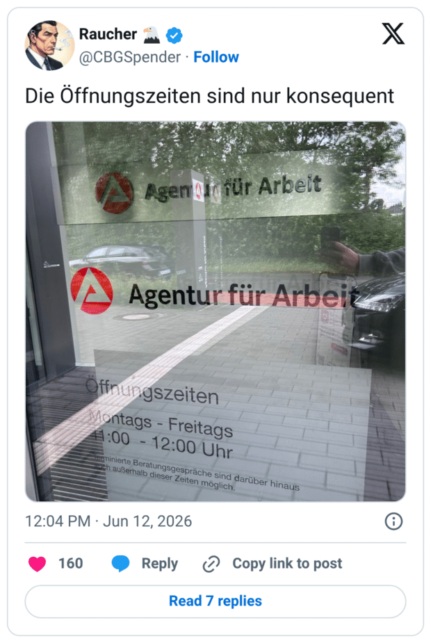 Die Öffnungszeiten sind nur konsequent
