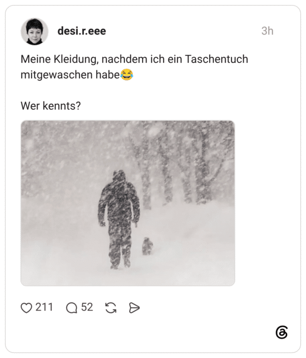 Meine Kleidung, nachdem ich ein Taschentuch mitgewaschen habe😂 Wer kennts?