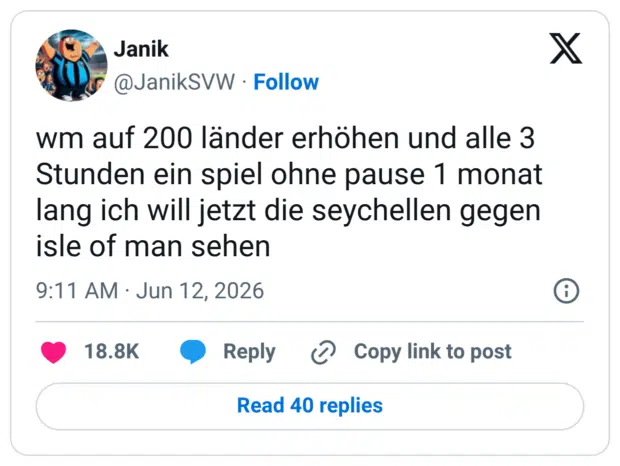 wm auf 200 länder erhöhen und alle 3 Stunden ein spiel ohne pause 1 monat lang ich will jetzt die seychellen gegen isle of man sehen