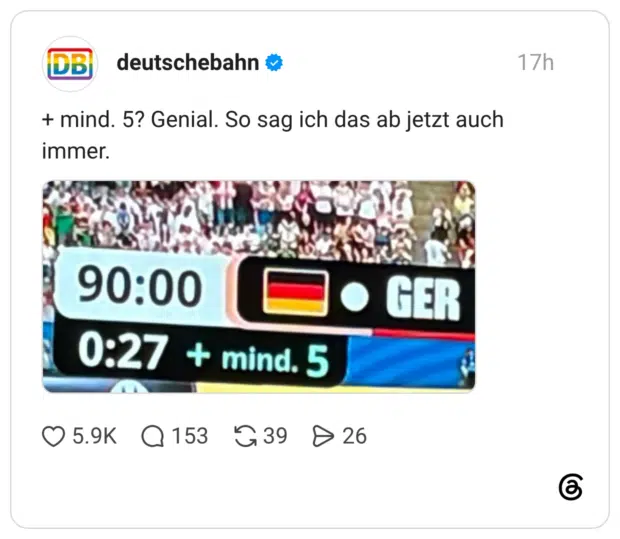 + mind. 5? Genial. So sag ich das ab jetzt auch immer.