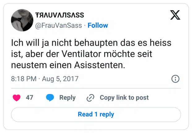 Ich will ja nicht behaupten das es heiss ist, aber der Ventilator möchte seit neustem einen Asisstenten.