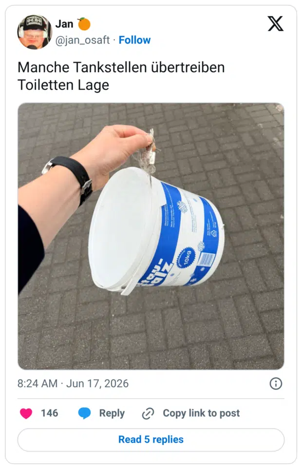 Manche Tankstellen übertreiben Toiletten Lage