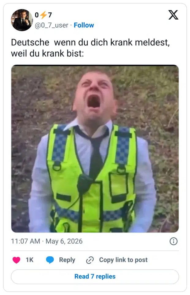 Deutsche wenn du dich krank meldest, weil du krank bist: