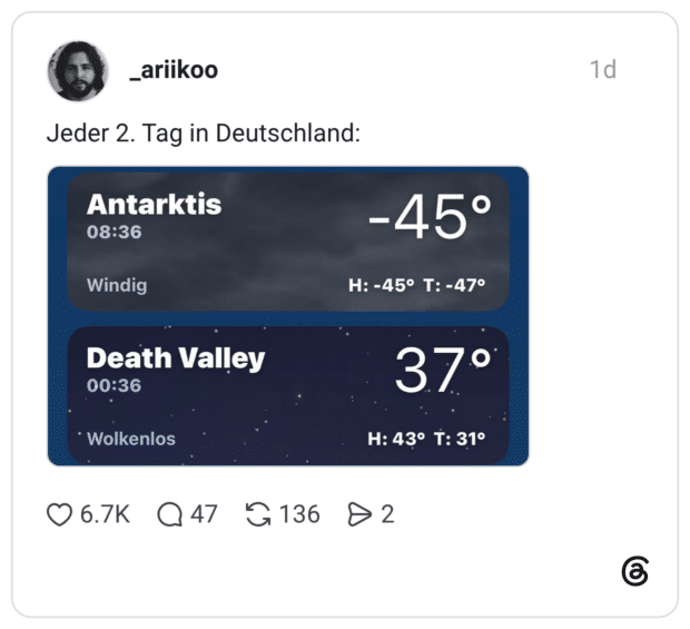 Jeder 2. Tag in Deutschland: