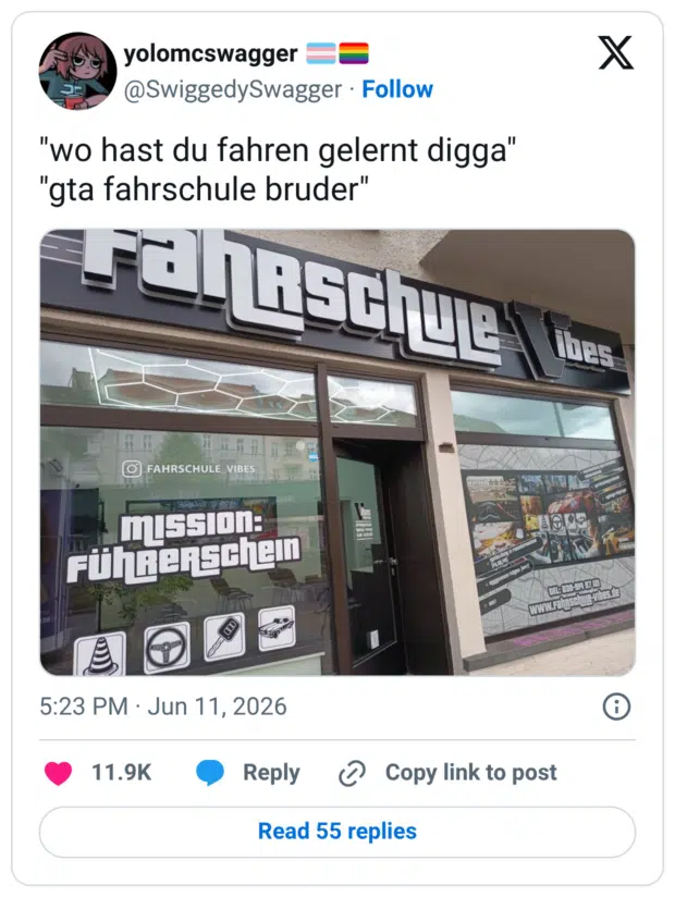 "wo hast du fahren gelernt digga" "gta fahrschule bruder"