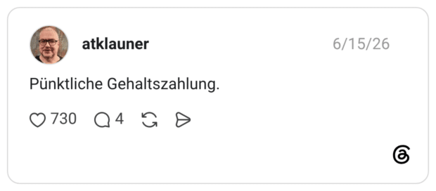 Pünktliche Gehaltszahlung.