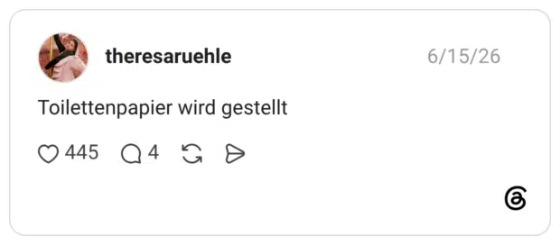 Toilettenpapier wird gestellt