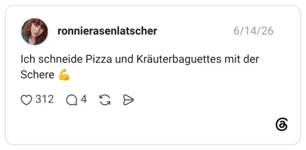 Ich schneide Pizza und Kräuterbaguettes mit der Schere 💪