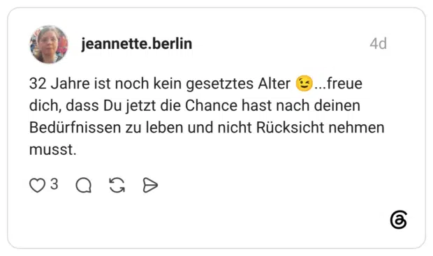 wolf.of.tales 5 Tage Gesetzes Alter mit 32? 32 ist das neue 22, heißt du hast das ganze Leben noch vor dir! Also schluss mit den schlechten Gedanken diesbezüglich. 😁