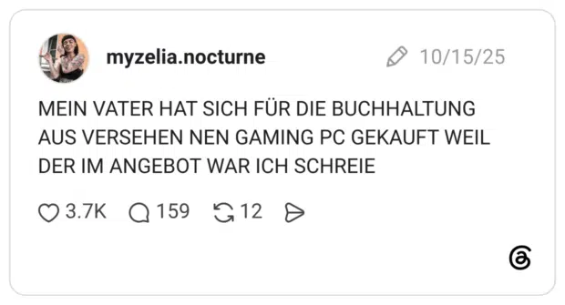 MEIN VATER HAT SICH FÜR DIE BUCHHALTUNG AUS VERSEHEN NEN GAMING PC GEKAUFT WEIL DER IM ANGEBOT WAR ICH SCHREIE