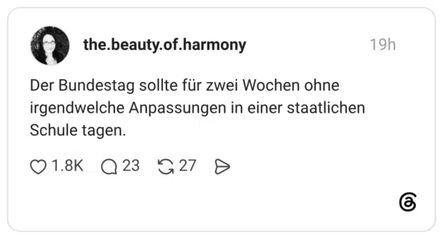 Der Bundestag sollte für zwei Wochen ohne irgendwelche Anpassungen in einer staatlichen Schule tagen.