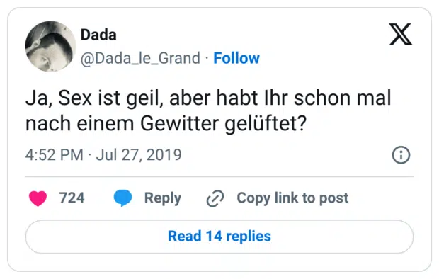 Ja, Sex ist geil, aber habt Ihr schon mal nach einem Gewitter gelüftet?