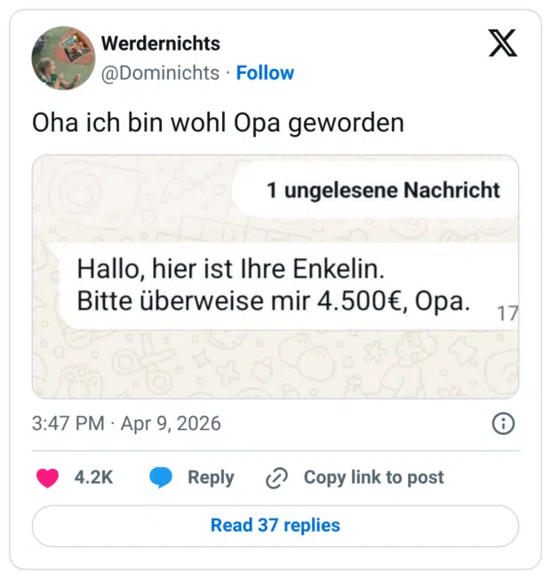 Oha ich bin wohl Opa geworden