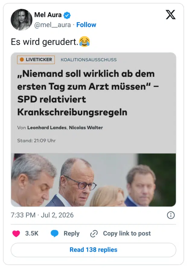 Es wird gerudert. LIVETICKER „Niemand soll wirklich ab dem ersten Tag zum Arzt müssen"