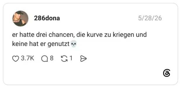 er hatte drei chancen, die kurve zu kriegen und keine hat er genutzt