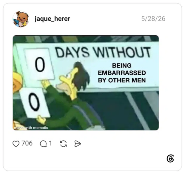 0 days without being embarrassed by other men