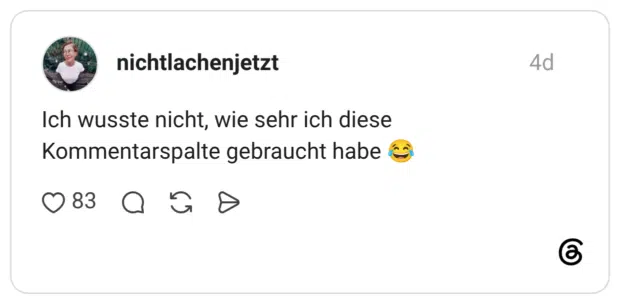 Ich wusste nicht, wie sehr ich diese Kommentarspalte gebraucht habe