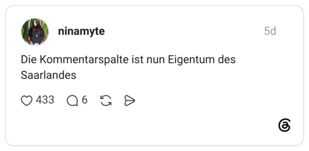 Die Kommentarspalte ist nun Eigentum des Saarlandes