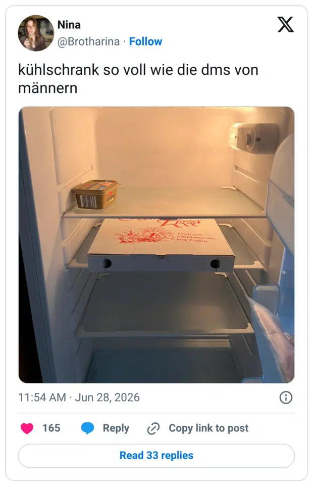 kühlschrank so voll wie die dms von männern