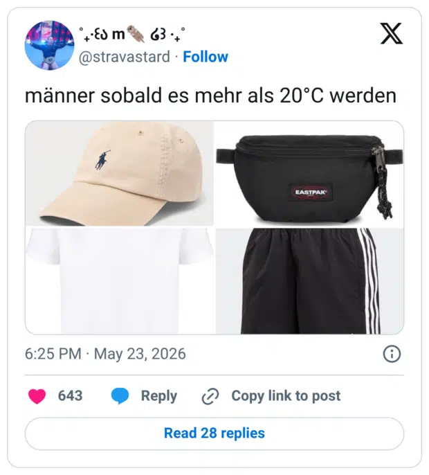 männer sobald es mehr als 20°C werden