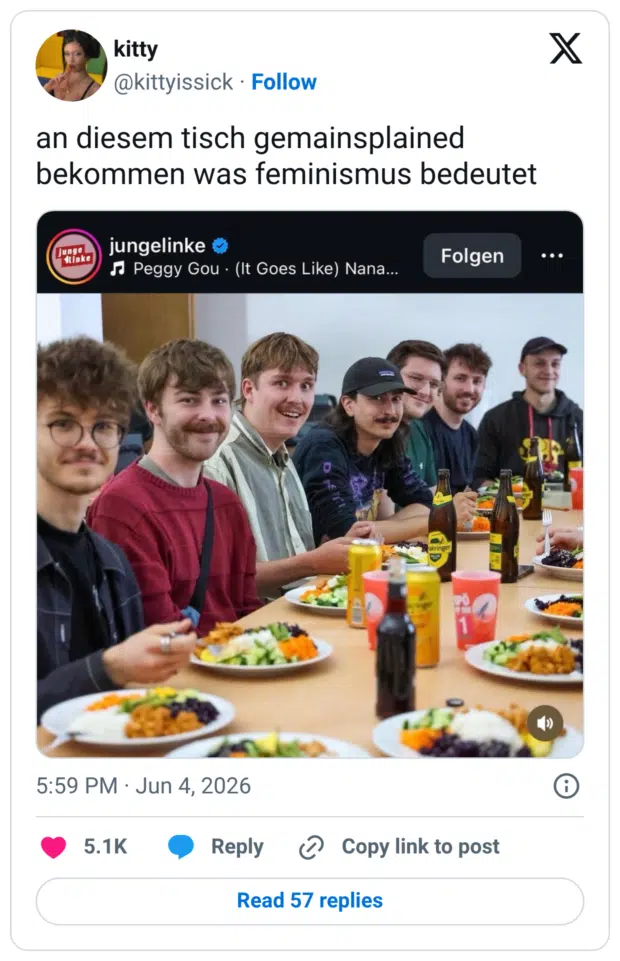 an diesem tisch gemainsplained bekommen was feminismus bedeutet