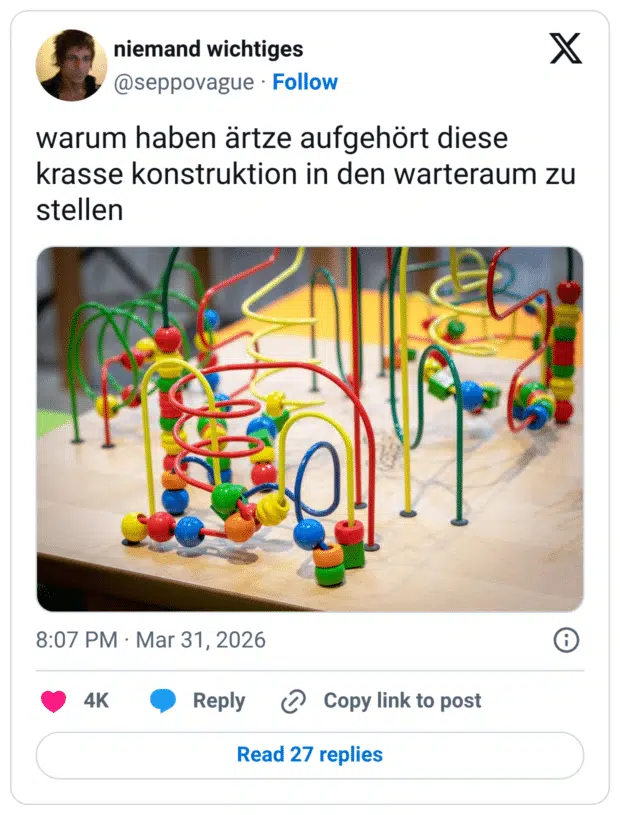 warum haben ärtze aufgehört diese krasse konstruktion in den warteraum zu stellen