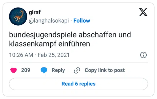 bundesjugendspiele abschaffen und klassenkampf einführen