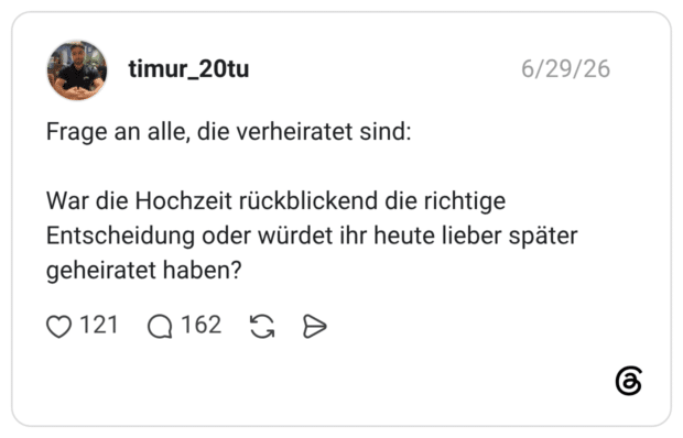 War die Hochzeit rückblickend ein Fehler?
