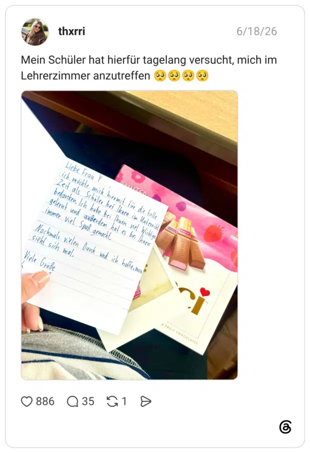 Mein Schüler hat hierfür tagelang versucht, mich im Lehrerzimmer anzutreffen 🥺🥺🥺🥺