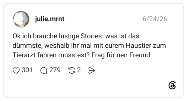 Ok ich brauche lustige Stories: was ist das dümmste, weshalb ihr mal mit eurem Haustier zum Tierarzt fahren musstest? Frag für nen Freund
