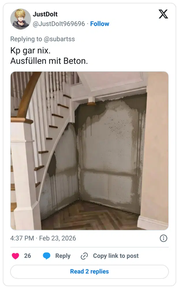 Kp gar nix. Ausfüllen mit Beton.