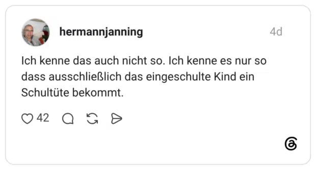 Ich kenne das auch nicht so. Ich kenne es nur so dass ausschließlich das eingeschulte Kind ein Schultüte bekommt.