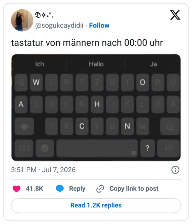 tastatur von männern nach 00:00 uhr