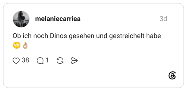 Ob ich noch Dinos gesehen und gestreichelt habe