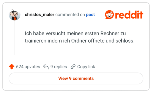 Ich habe versucht meinen ersten Rechner zu trainieren indem ich Ordner öffnete und schloss.